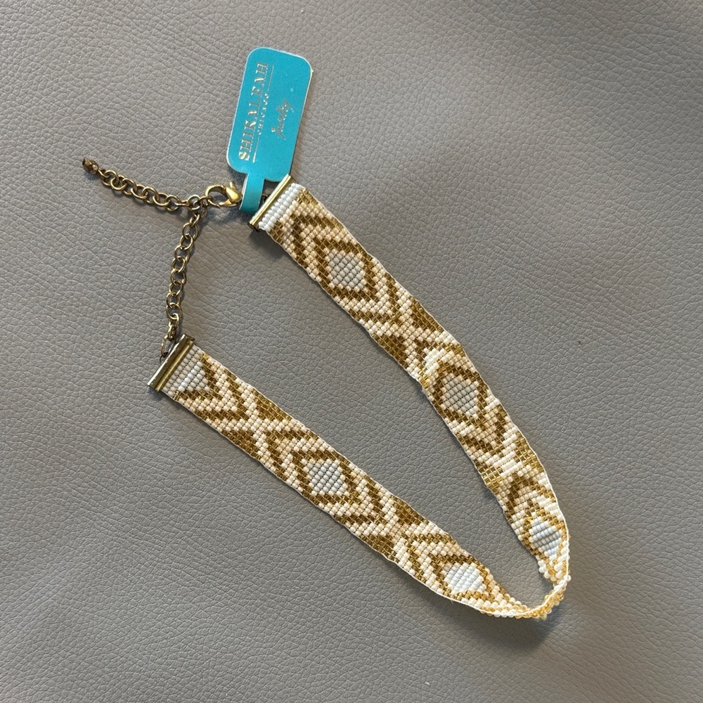 Shiraleah Pia Gold and Cream Beaded Chocker